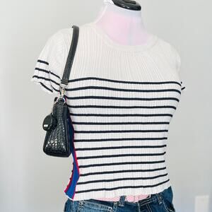 VTG United Colors of Benetton | Striped Ribbed Knit Tee | Preppy Y2K Top